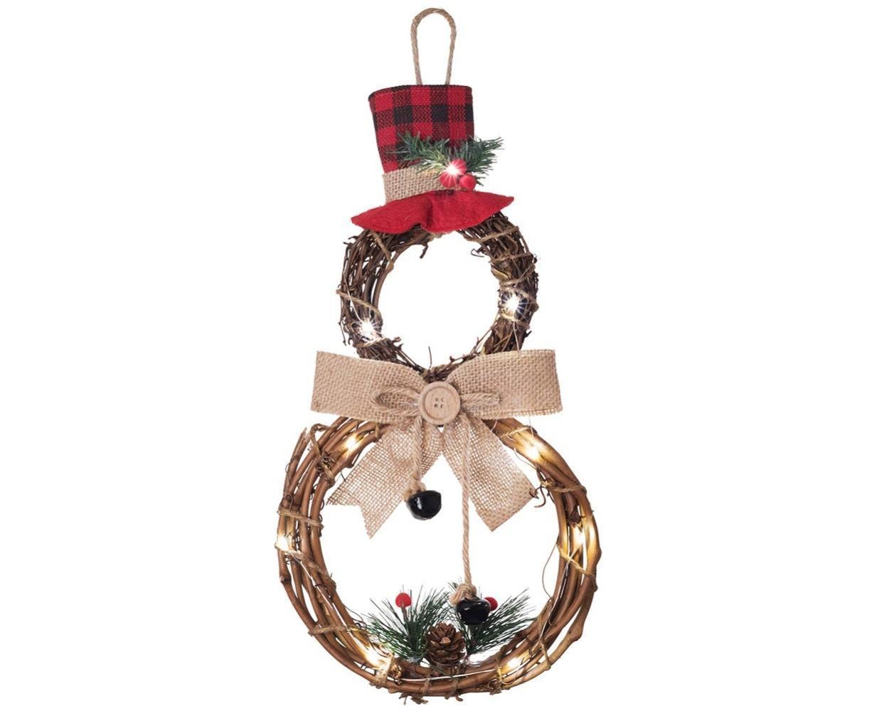 Lighted Christmas Wreath Decoration, Grapevine Wreath for Front Door Home Garden Wall Decor V1263-JX-1570