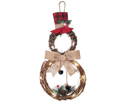 Lighted Christmas Wreath Decoration, Grapevine Wreath for Front Door Home Garden Wall Decor V1263-JX-1570