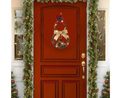 Lighted Christmas Wreath Decoration, Grapevine Wreath for Front Door Home Garden Wall Decor V1263-JX-1570