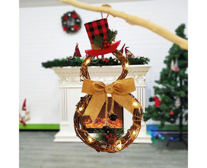 Lighted Christmas Wreath Decoration, Grapevine Wreath for Front Door Home Garden Wall Decor V1263-JX-1570