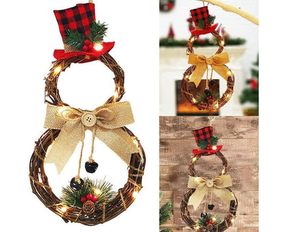 Lighted Christmas Wreath Decoration, Grapevine Wreath for Front Door Home Garden Wall Decor V1263-JX-1570