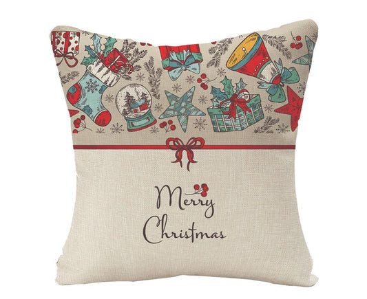 Merry Christmas Throw Pillow Covers 18x18 Inch, Xmas Trees Decorative Cushion Cases for Home Decoration - V1263-JX-1572