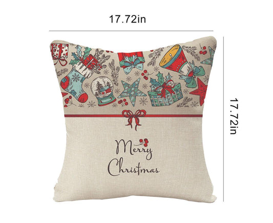 Merry Christmas Throw Pillow Covers 18x18 Inch, Xmas Trees Decorative Cushion Cases for Home Decoration - V1263-JX-1572