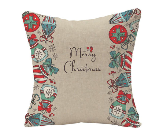Merry Christmas Throw Pillow Covers 18x18 Inch, Xmas Trees Decorative Cushion Cases for Home Decoration - V1263-JX-1573