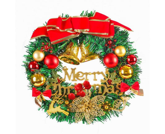 Merry Christmas Wreath 12 Inch Christmas Decorations Front Door Wreath Ornament Wall Artificial Pine Garland V1263-JX-1575