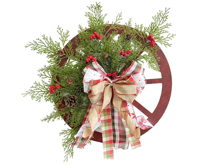 30cm Christmas Wagon Wheel Wreath, Artificial Hanging Garland, Christmas Decorations V1263-JX-1583