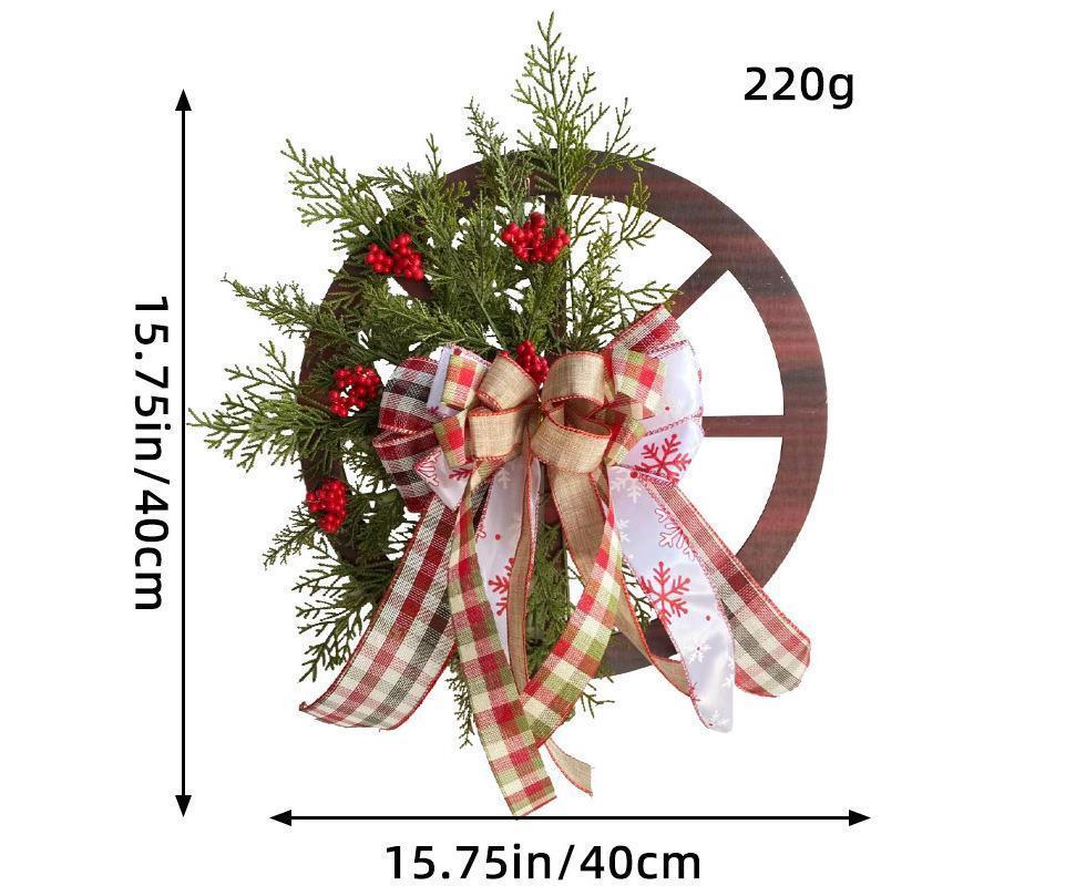 30cm Christmas Wagon Wheel Wreath, Artificial Hanging Garland, Christmas Decorations V1263-JX-1583