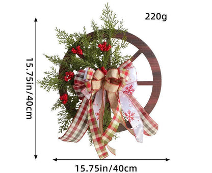 30cm Christmas Wagon Wheel Wreath, Artificial Hanging Garland, Christmas Decorations V1263-JX-1583