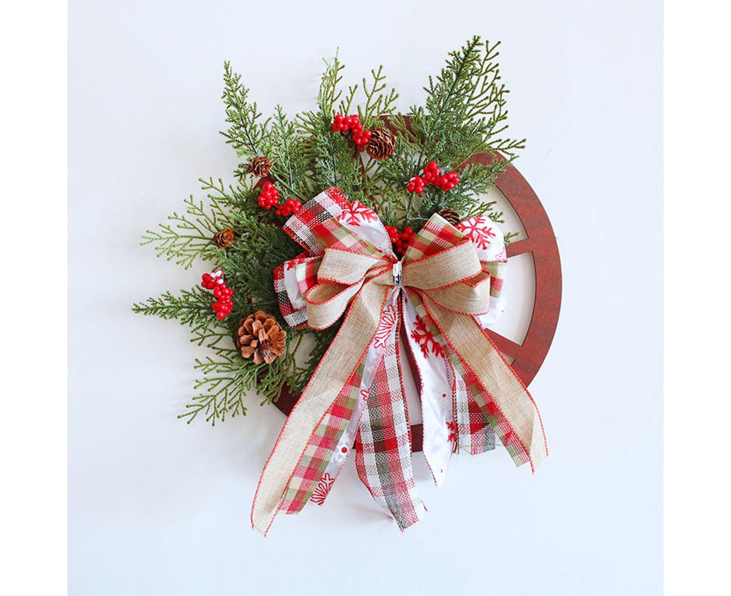 30cm Christmas Wagon Wheel Wreath, Artificial Hanging Garland, Christmas Decorations V1263-JX-1583