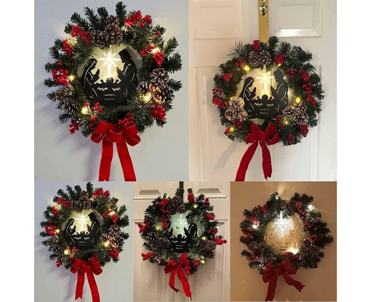 30cm Christmas Wreath for Nativity Scene, Christmas Decorations, Artificial Christmas Wreath V1263-JX-1585