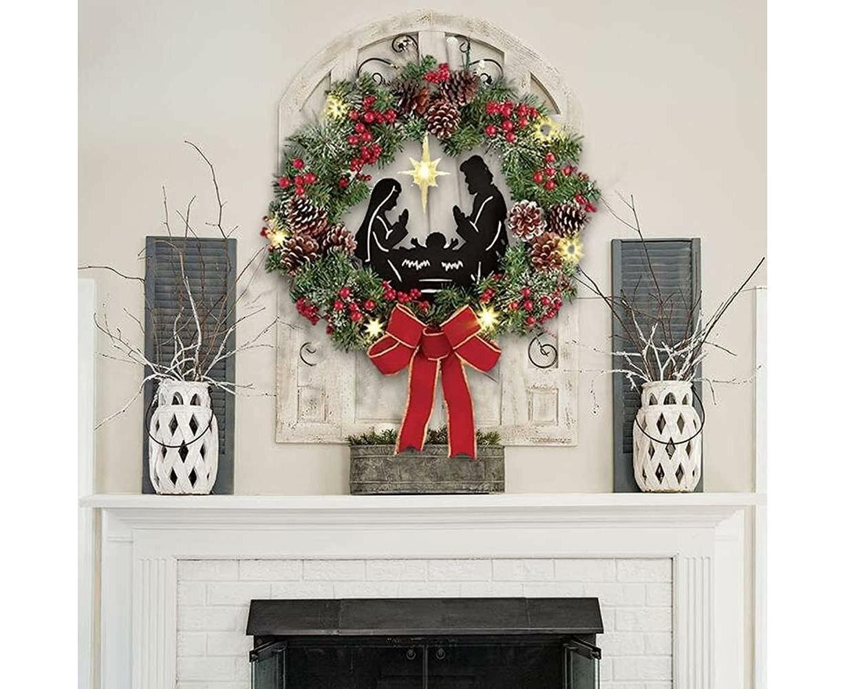 30cm Christmas Wreath for Nativity Scene, Christmas Decorations, Artificial Christmas Wreath V1263-JX-1585