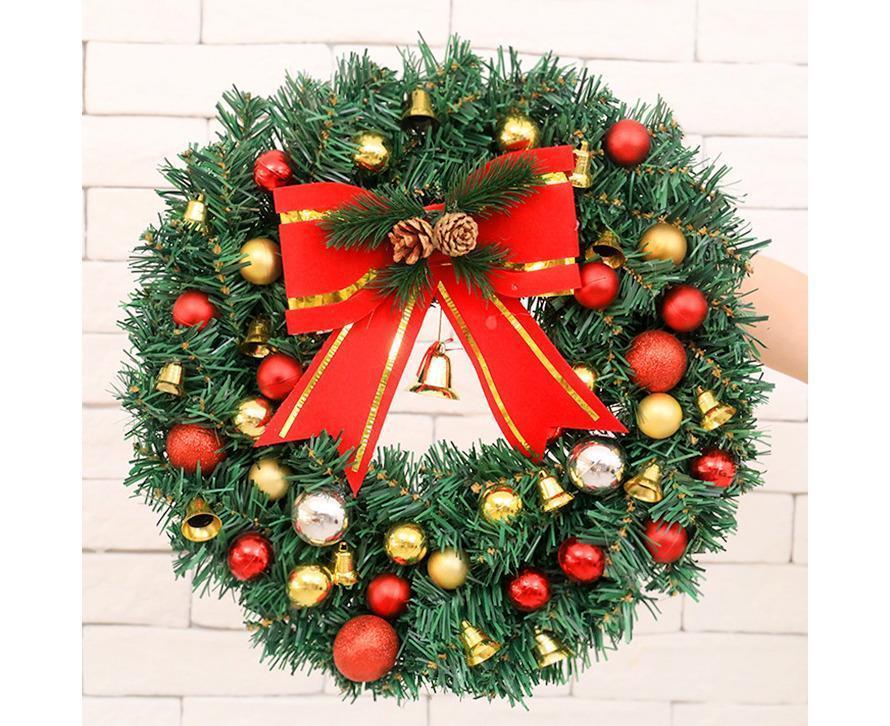 30cm Christmas Wreath with Lights, Christmas Decorations, Artificial Christmas Garland V1263-JX-1586
