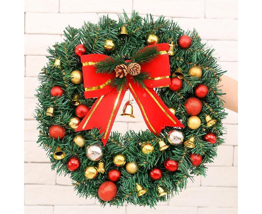 30cm Christmas Wreath with Lights, Christmas Decorations, Artificial Christmas Garland V1263-JX-1586