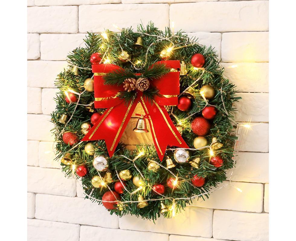 30cm Christmas Wreath with Lights, Christmas Decorations, Artificial Christmas Garland V1263-JX-1586