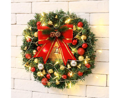 30cm Christmas Wreath with Lights, Christmas Decorations, Artificial Christmas Garland V1263-JX-1586
