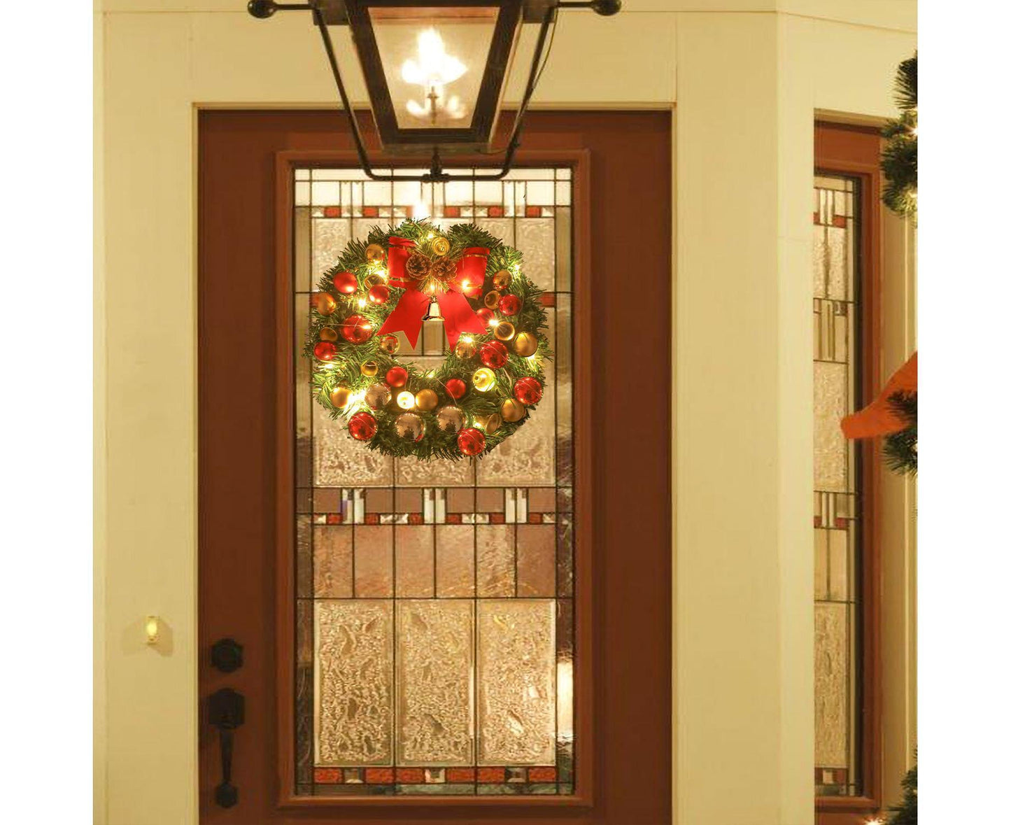 30cm Christmas Wreath with Lights, Christmas Decorations, Artificial Christmas Garland V1263-JX-1586