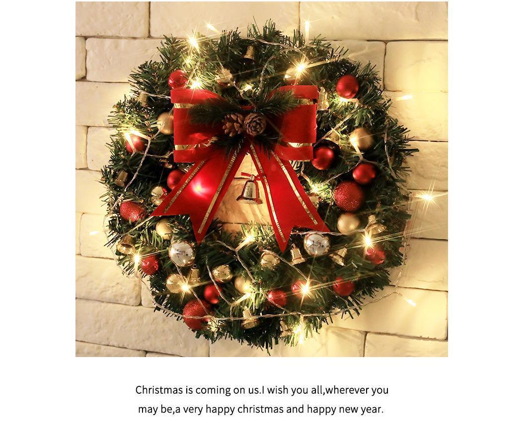 30cm Christmas Wreath with Lights, Christmas Decorations, Artificial Christmas Garland V1263-JX-1586