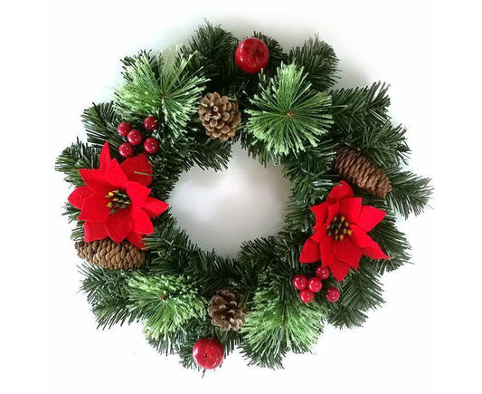 30cm Christmas Wreath, Christmas Decoration, Artificial Christmas Garland, Christmas Hanging Ornament V1263-JX-1588