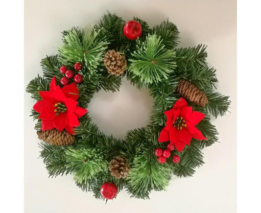30cm Christmas Wreath, Christmas Decoration, Artificial Christmas Garland, Christmas Hanging Ornament V1263-JX-1588