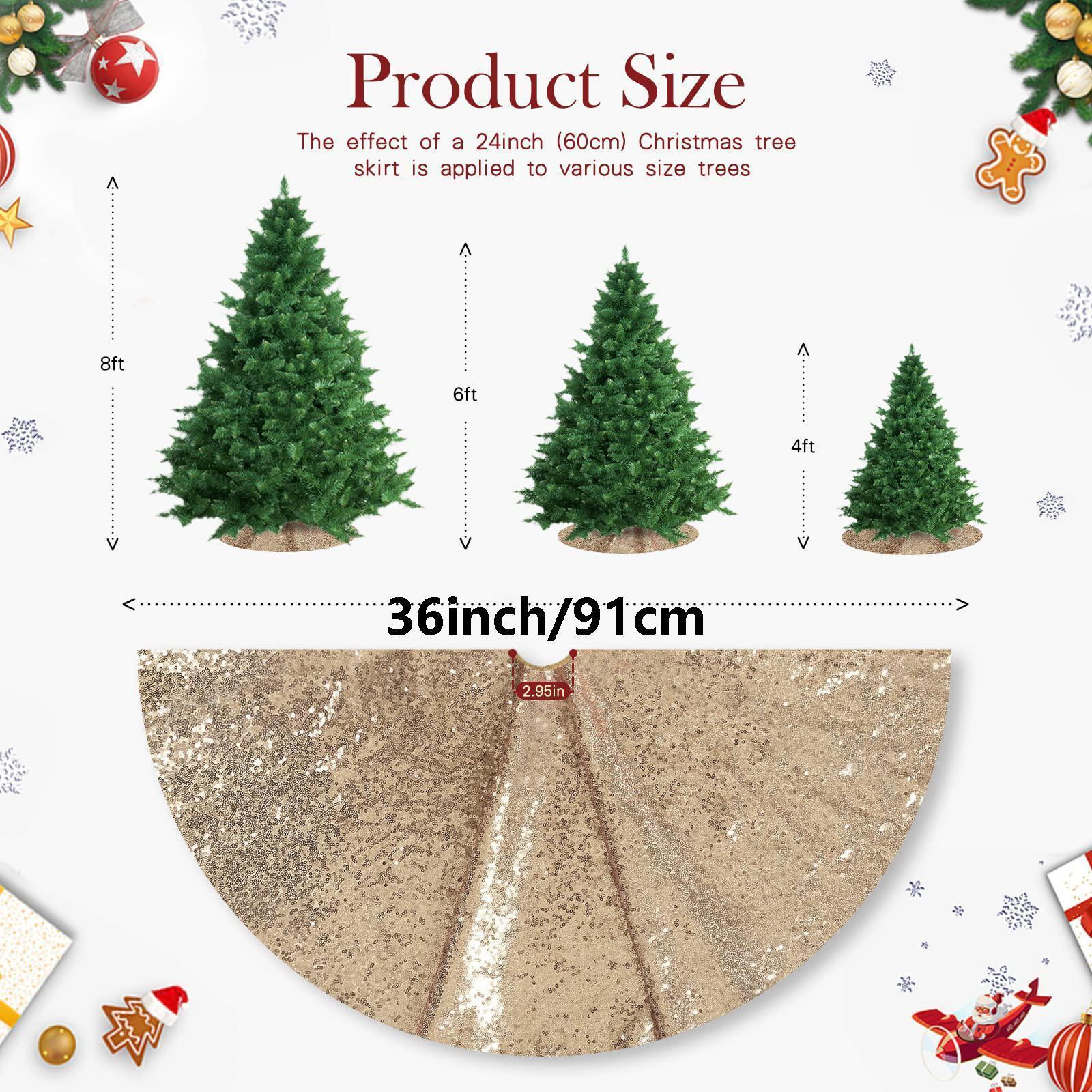 36 Inch Rose Gold Glitter Christmas Tree Skirt Plus Christmas Tree Decorations V1263-JX-1594
