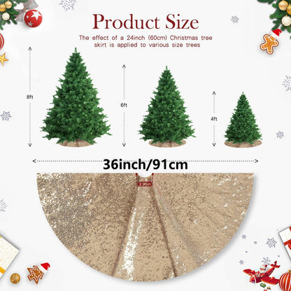 36 Inch Rose Gold Glitter Christmas Tree Skirt Plus Christmas Tree Decorations V1263-JX-1594