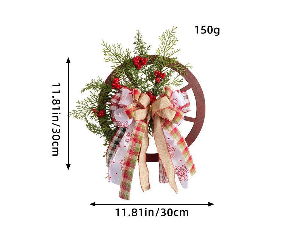 40cm Christmas Wagon Wheel Wreath, Artificial Hanging Garland, Christmas Decorations V1263-JX-1595
