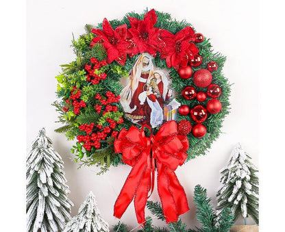40cm Christmas Wreath for Nativity Scene, Christmas Decorations, Artificial Christmas Wreath V1263-JX-1596