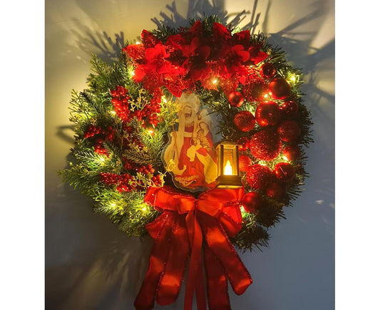 40cm Christmas Wreath for Nativity Scene, Christmas Decorations, Artificial Christmas Wreath V1263-JX-1596