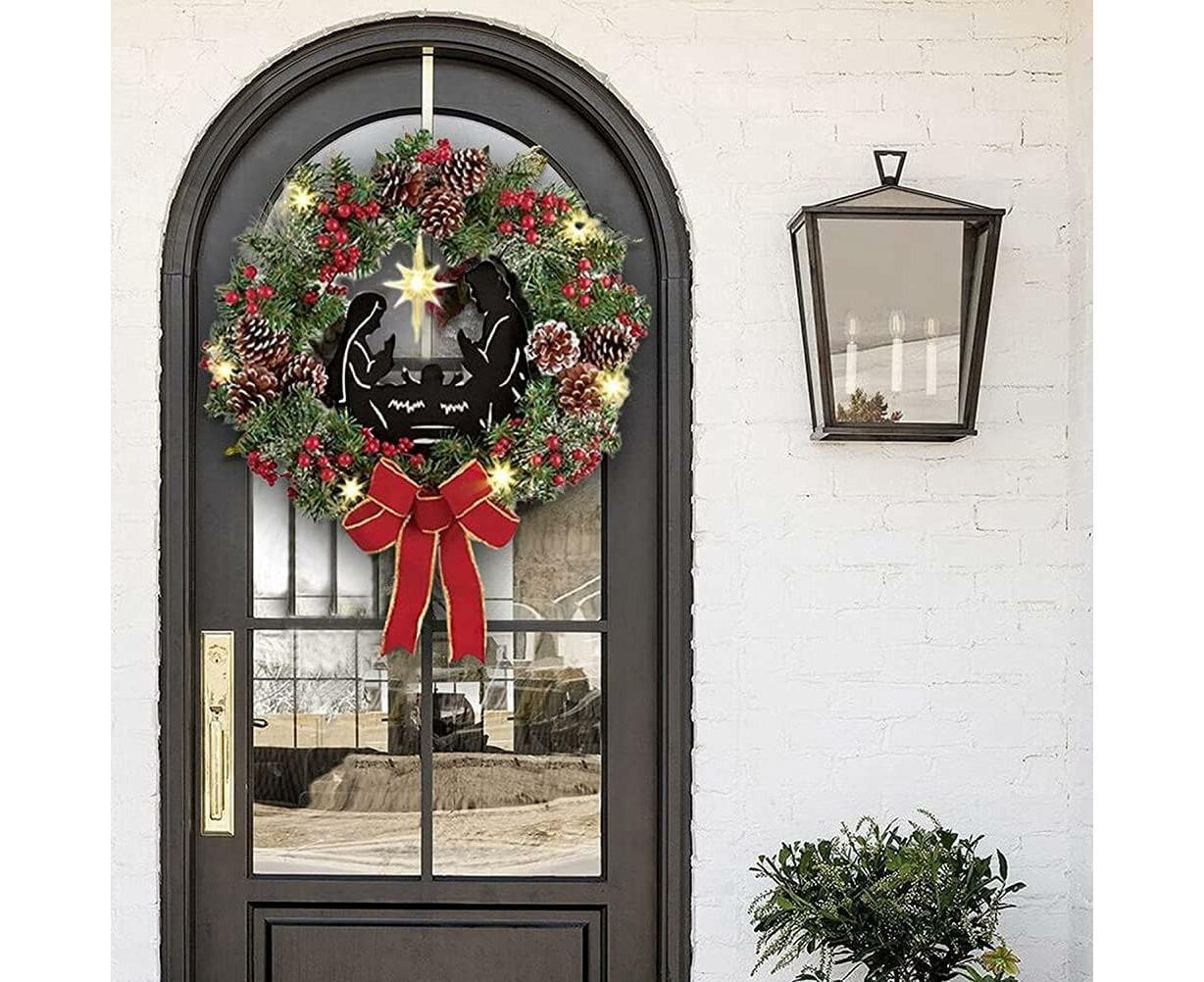 40cm Christmas Wreath for Nativity Scene, Christmas Decorations, Artificial Christmas Wreath V1263-JX-1597