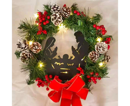 40cm Christmas Wreath for Nativity Scene, Christmas Decorations, Artificial Christmas Wreath V1263-JX-1597