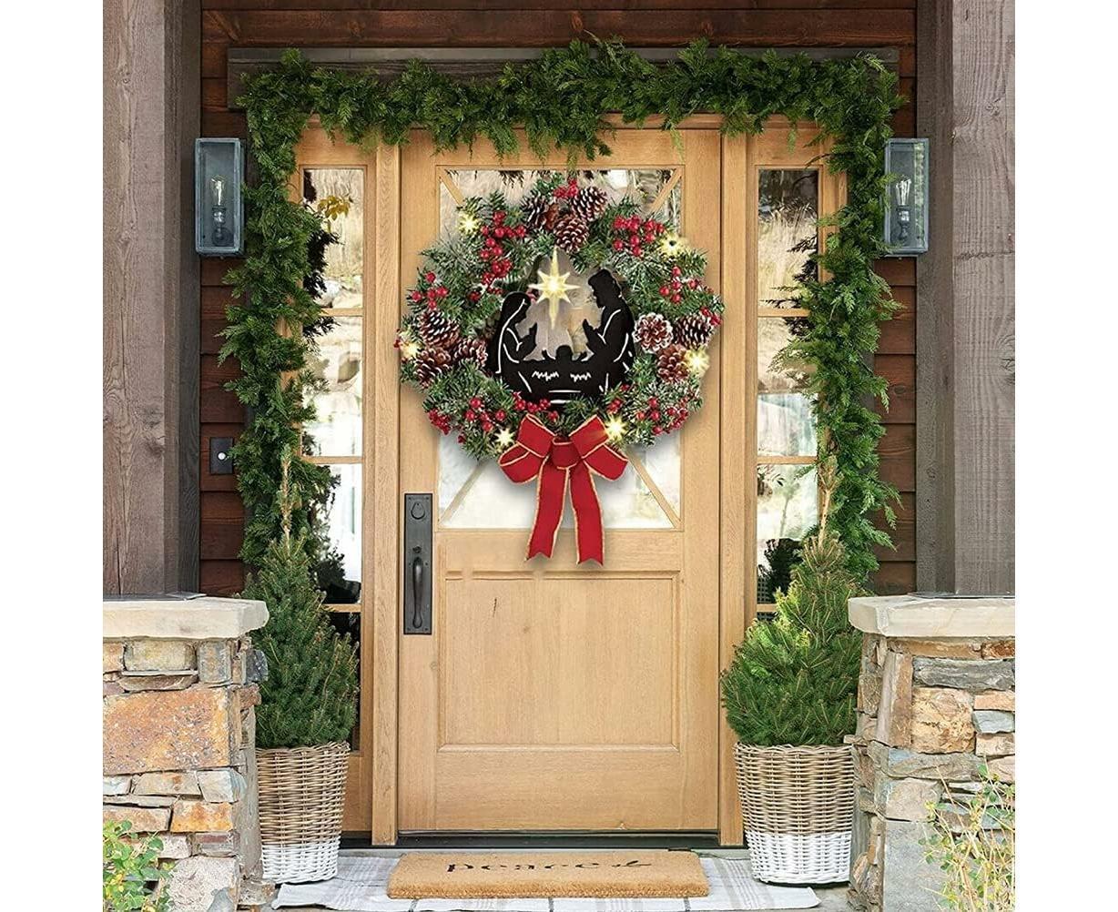 40cm Christmas Wreath for Nativity Scene, Christmas Decorations, Artificial Christmas Wreath V1263-JX-1597