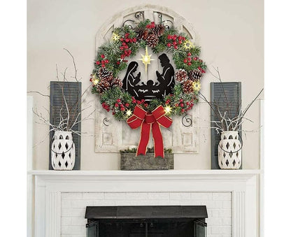 40cm Christmas Wreath for Nativity Scene, Christmas Decorations, Artificial Christmas Wreath V1263-JX-1597