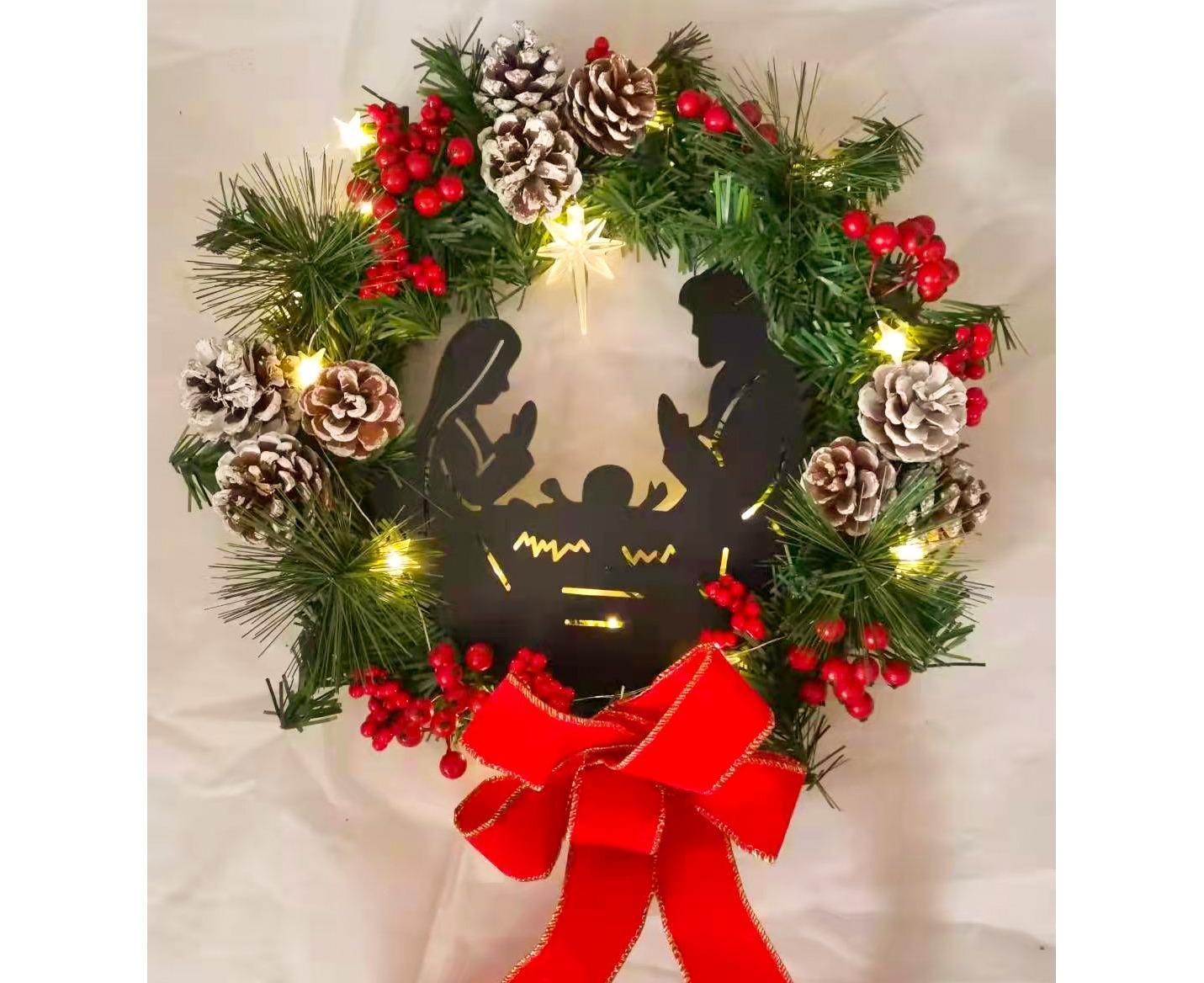 40cm Christmas Wreath for Nativity Scene, Christmas Decorations, Artificial Christmas Wreath V1263-JX-1597
