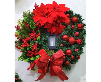 40cm Christmas Wreath with LED Light, Christmas Decoration, Artificial Christmas Garland V1263-JX-1598