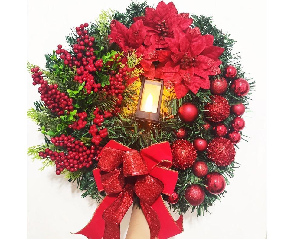 40cm Christmas Wreath with LED Light, Christmas Decoration, Artificial Christmas Garland V1263-JX-1598