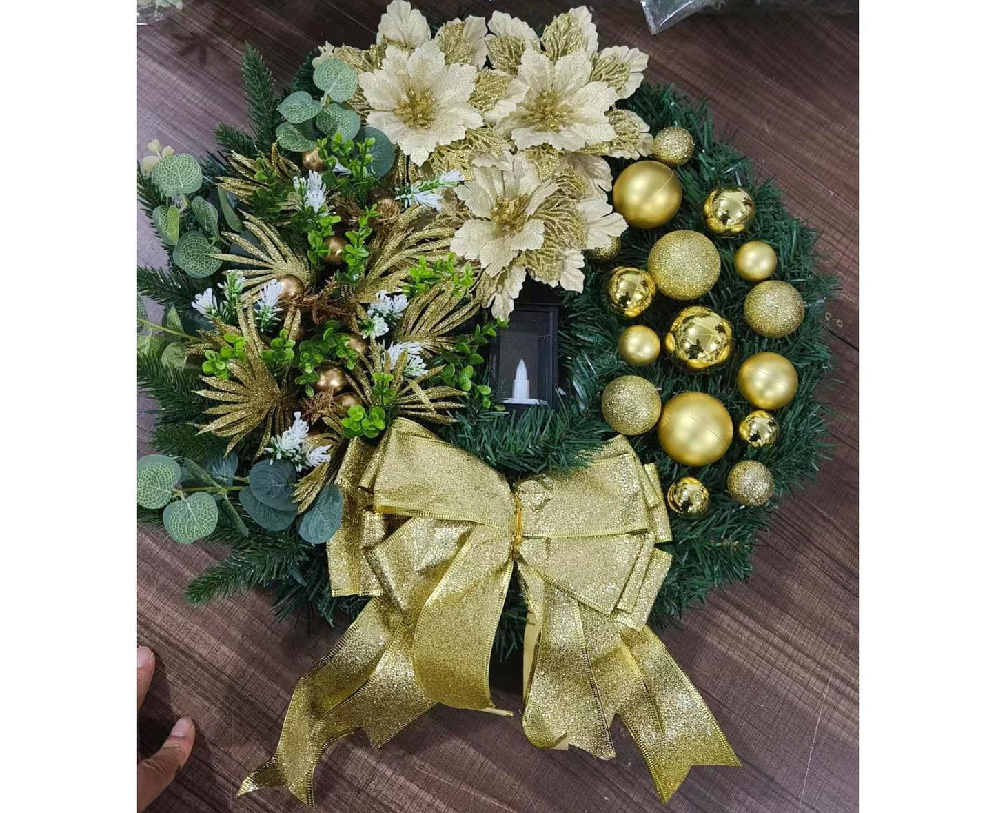 40cm Nativity Scene Christmas Wreath, Christmas Decorations, Artificial Christmas Wreath V1263-JX-1601