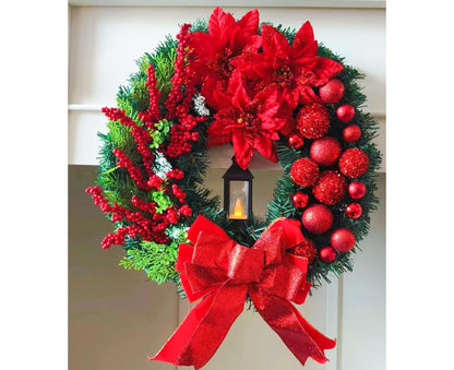 45cm Christmas Wreath with LED Light, Christmas Decoration, Artificial Christmas Wreath V1263-JX-1602