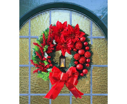 45cm Christmas Wreath with LED Light, Christmas Decoration, Artificial Christmas Wreath V1263-JX-1602