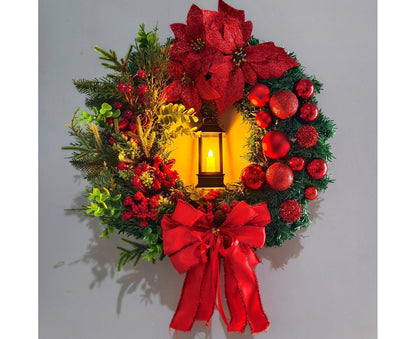 45cm Christmas Wreath with LED Light, Christmas Decoration, Artificial Christmas Wreath V1263-JX-1602