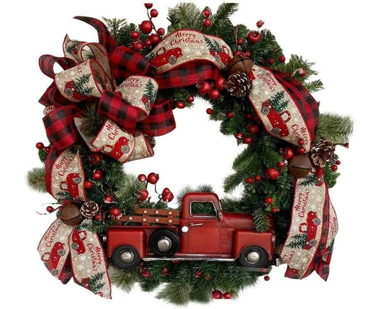 45cm Christmas Wreath, Vintage Red Truck Christmas Wreath, Christmas Decoration, Fall Wreaths V1263-JX-1603