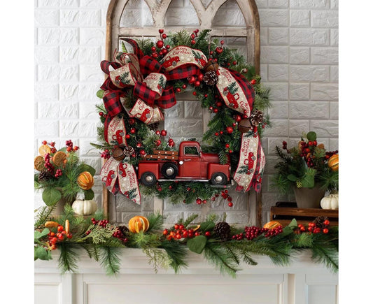 45cm Christmas Wreath, Vintage Red Truck Christmas Wreath, Christmas Decoration, Fall Wreaths V1263-JX-1603