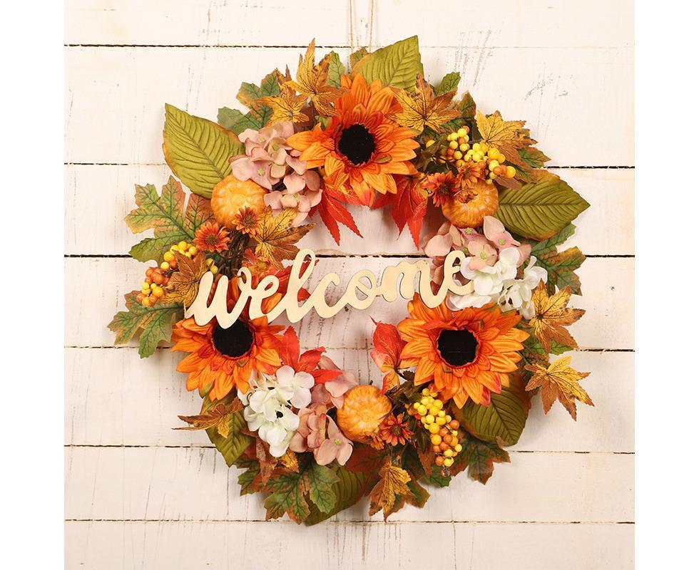 45cm Fall Wreath - Thanksgiving Wreath, Artificial Fall Garland, Welcome Wreath Decorations V1263-JX-1604
