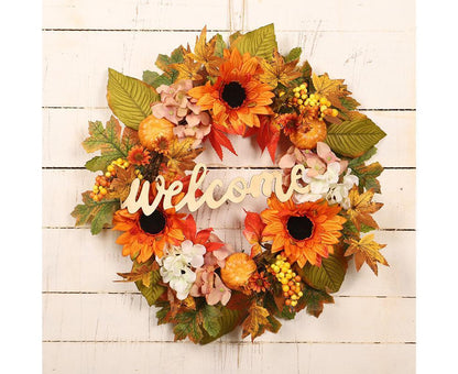 45cm Fall Wreath - Thanksgiving Wreath, Artificial Fall Garland, Welcome Wreath Decorations V1263-JX-1604