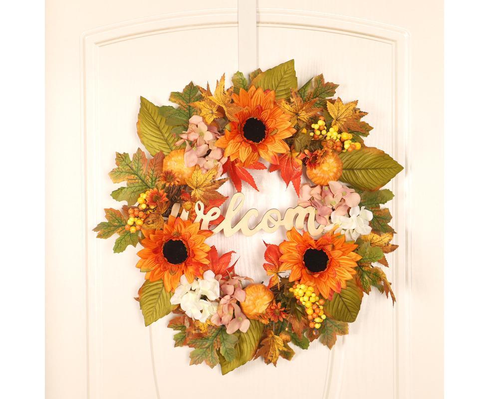 45cm Fall Wreath - Thanksgiving Wreath, Artificial Fall Garland, Welcome Wreath Decorations V1263-JX-1604