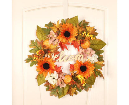 45cm Fall Wreath - Thanksgiving Wreath, Artificial Fall Garland, Welcome Wreath Decorations V1263-JX-1604