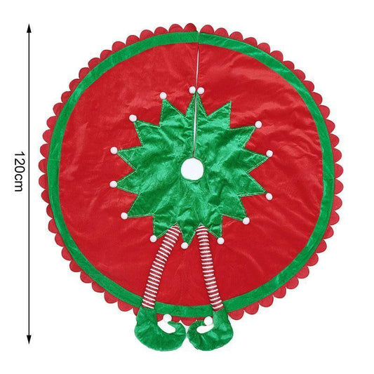 48 Inch Elf Christmas Tree Skirt with Candy Striped Legs and Wavy Trim, Christmas Decoration V1263-JX-1605