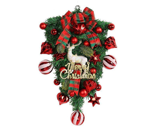 48cm Christmas Wreath, Christmas Decorations, Artificial Christmas Garland, Christmas Wall Elk Wreath V1263-JX-1606