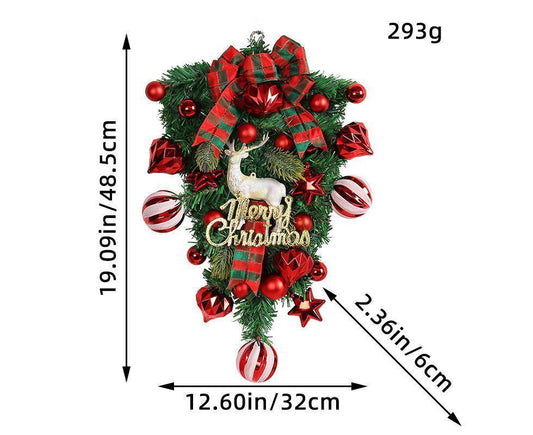 48cm Christmas Wreath, Christmas Decorations, Artificial Christmas Garland, Christmas Wall Elk Wreath V1263-JX-1606