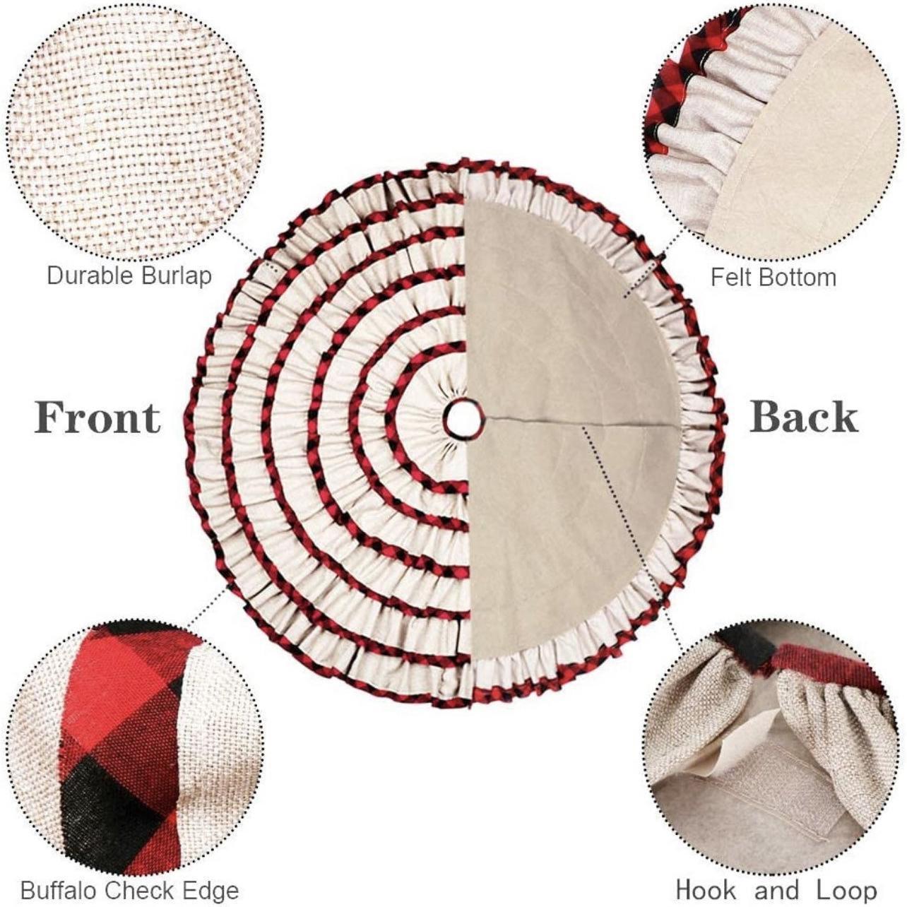 Plaid Christmas Tree Skirt 48 Inch, 6 Layers Red and Black Ruffled Christmas Tree Skirt V1263-JX-1608