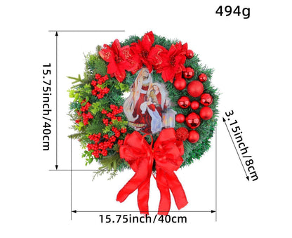 Nativity Christmas Wreath, 40cm Artificial Christmas Garlands, Christmas Decorations V1263-JX-1611